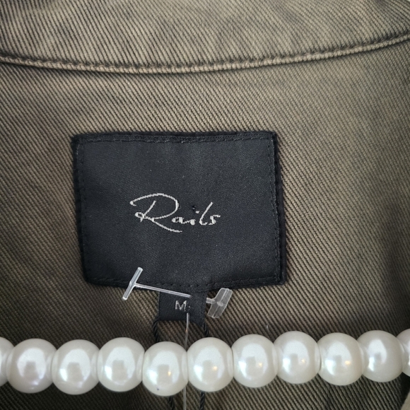 NWT Rails Lisette Button Up Mini Shirt Dress in Moss Green Medium - Picture 7 of 10